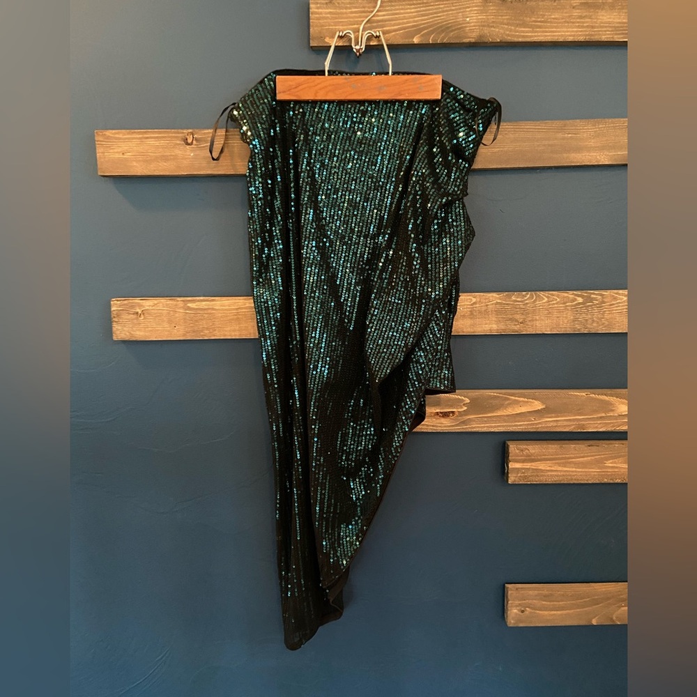 Kate Kasin Sequin Mini with Bias Cut Sheer Overlay